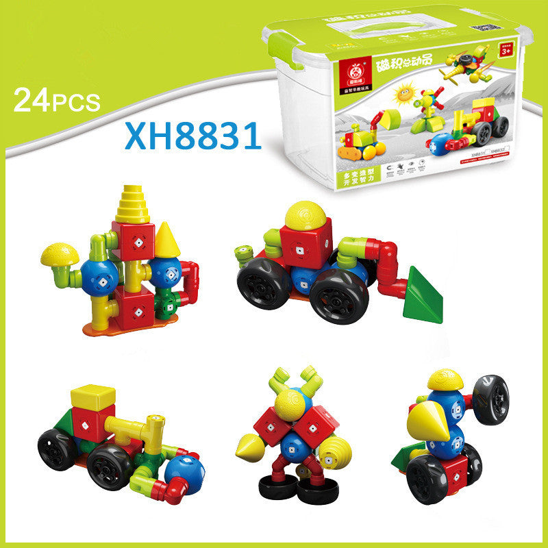 CJ Pure Magnetic Building Blocks assembling toy with large magnetic particles for creative construction and imaginative play.