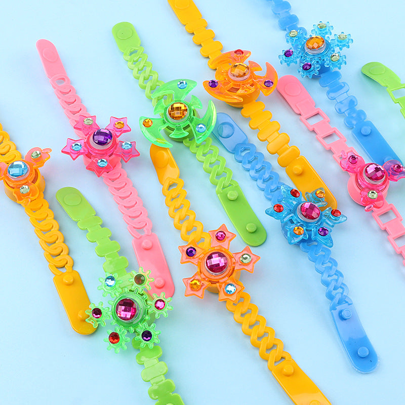 CJ luminous LED fidget spinner with glow-in-the-dark lights, featuring a bracelet design for stress relief and hand spinning fun.