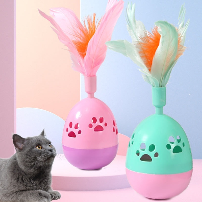 CJ Bell Cat Interactive Tumbler Toy with colorful spinning parts for engaging feline play and mental stimulation.