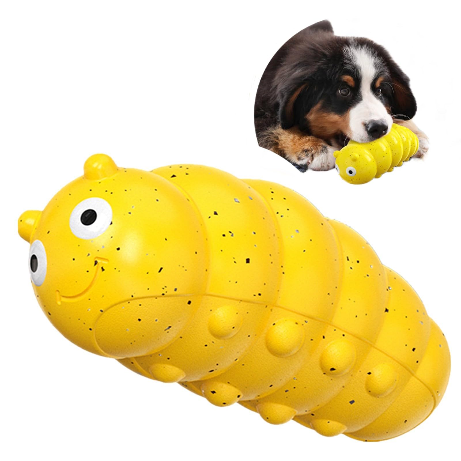 CJ indestructible squeaky dog chew toy for aggressive chewers, durable food-grade material, medium size, tough and long-lasting.