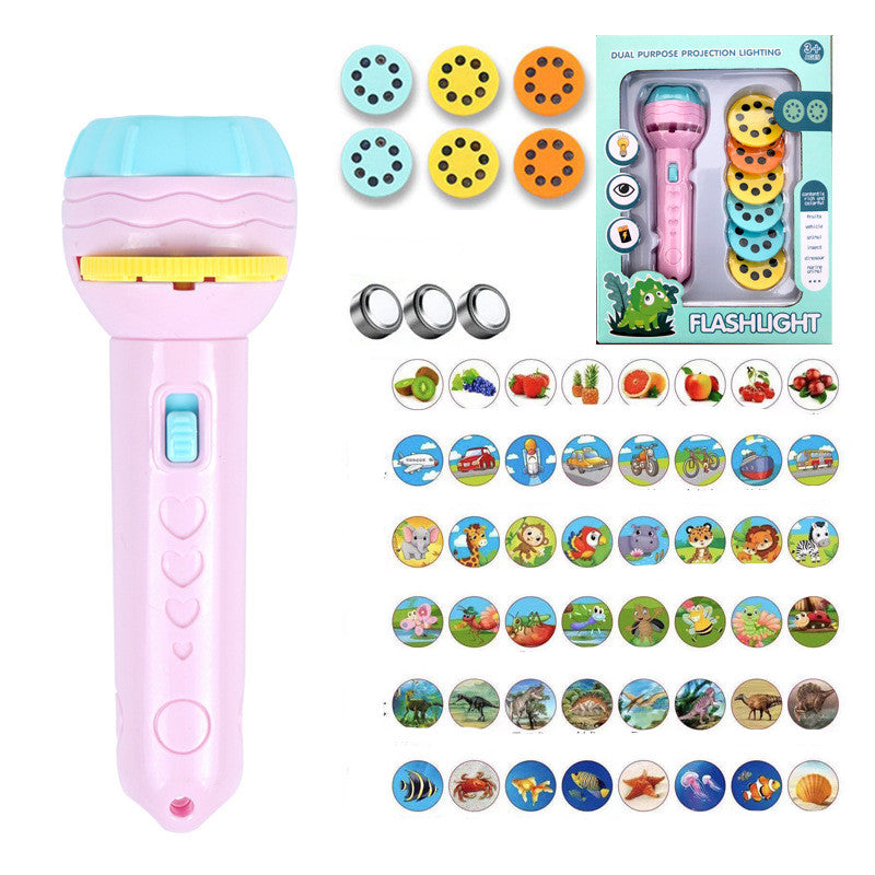Children's projection flashlight toy by CJ featuring early education literacy figures, ideal for learning and entertainment.
