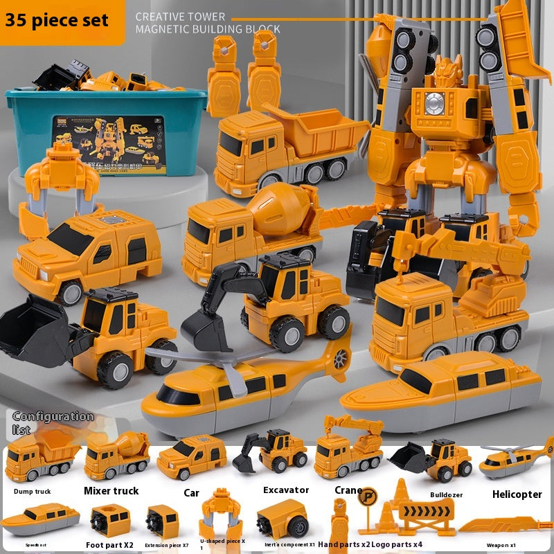 Colorful magnetic building blocks for children by CJ, educational deformable toys for creative construction and learning.