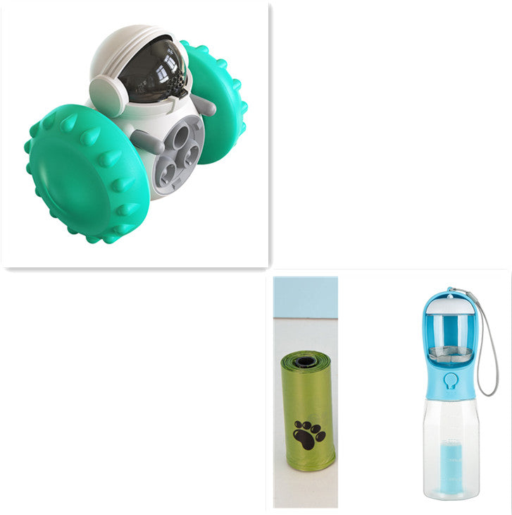 Colorful CJ cat and dog toy balance car with interactive food dispenser, promoting fun and smart pet development.
