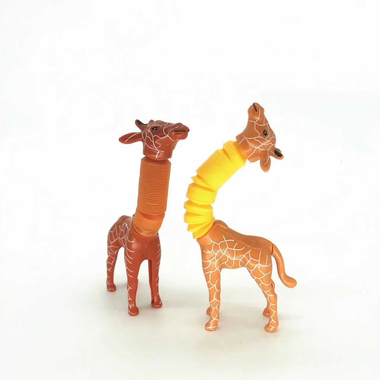 CJ Giraffe Tubes sensory fidget toy with stretchy spring tubes for stress relief and sensory play, ideal for kids' birthday gifts and party favors.