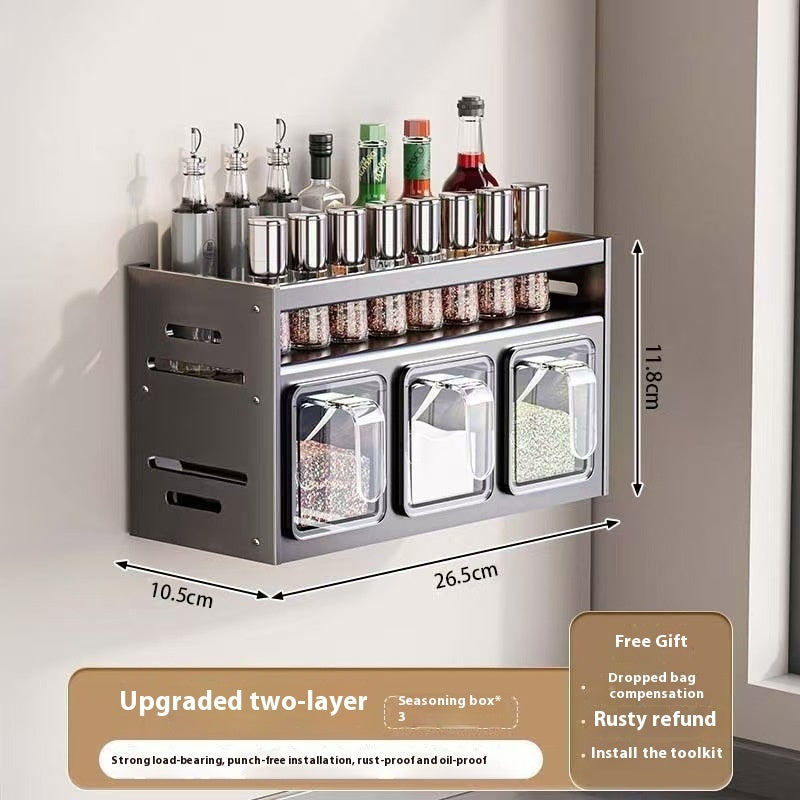 CJ household fashion kitchen spice storage rack with multiple compartments for organizing spice jars and kitchen essentials.