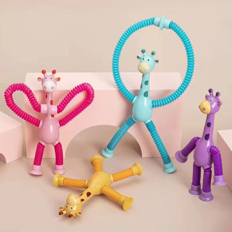 CJ Giraffe Tubes sensory fidget toy with stretchy spring design, ideal for stress relief and kids' birthday party favors.