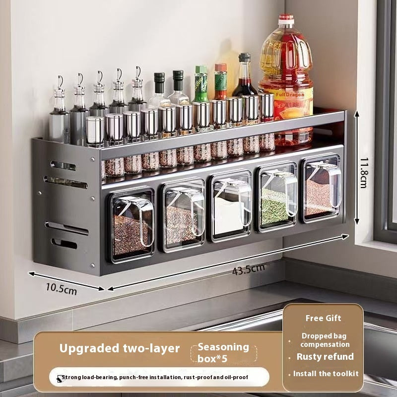 CJ Household Fashion Kitchen Spice Storage Rack with multiple compartments for organized spice jars