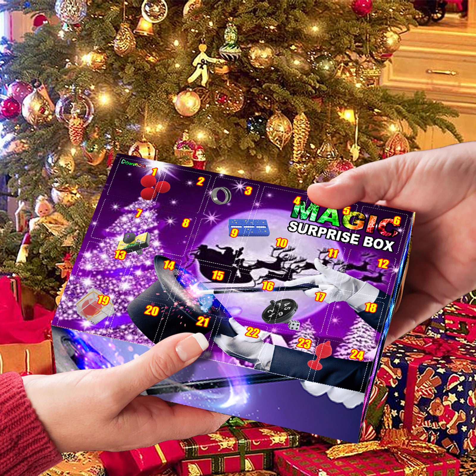 CJ Magic Decompression Blind Box Christmas Spirit gift magic props toy set, vibrant colorful magic tricks for entertainment.