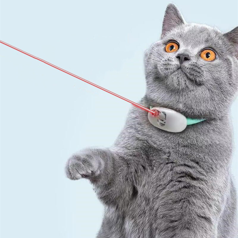 Smart laser cat toy collar by CJ, interactive electric kitten teasing device with USB charging for fun and training.