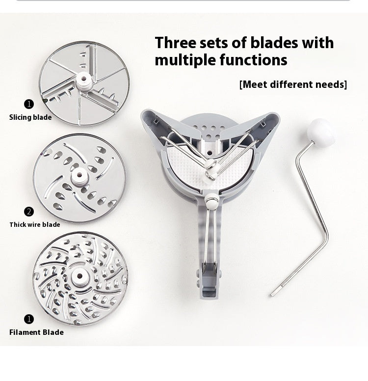 CJ multi-function vegetable chopper with stainless steel blades and plastic container for easy kitchen vegetable prep.