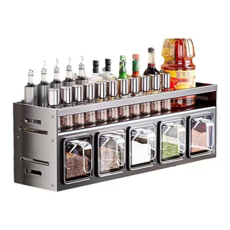 CJ household fashion kitchen spice storage rack holding various spice jars on a countertop.