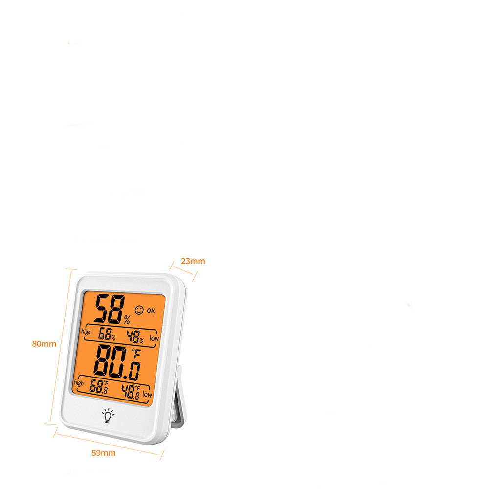 CJ digital home indoor electronic thermometer displaying temperature on a clear digital screen.