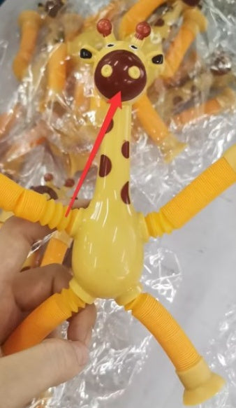 CJ Giraffe Tubes sensory fidget toy with stretchy spring design, ideal for stress relief and kids' birthday party favors.